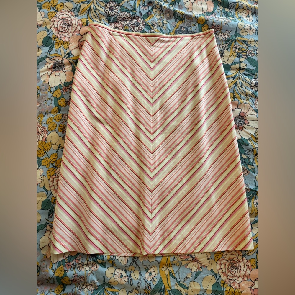 J. Crew A-Line Skirt with Pink and Cream Chevron Stripes